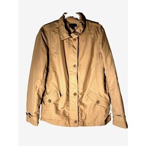 Lands End Tan Women’s Windbreaker Size L Full Zip Jacket
